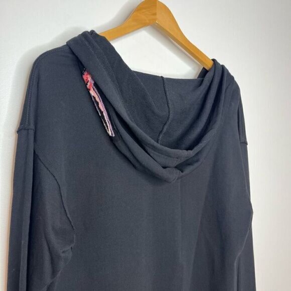 Sanctuary Women's Embroidered Floral Full Zip Hooded Sweater Black Size XS NWT - Picture 4 of 11